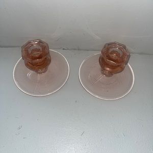 Pink Depression Glass Candle Holder